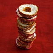 Dried apple rings, stacked