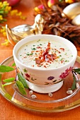 Creamy soup with bacon for Easter