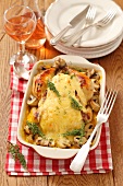 Roast chicken topped with cheese