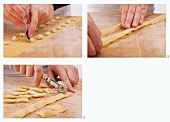 Agnolotti dal plin (stuffed pasta pockets) being made