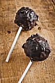 Two chocolate cake pops