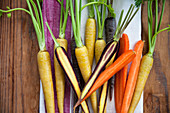 Yellow carrots (Pfälzer Loberricher), purple carroty (anthonia) and orange carrots