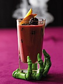 Blackberry smoothies and a skeleton hand for Halloween