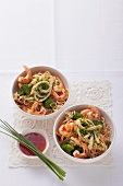 Asian noodle with prawns and omelette strips