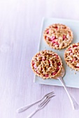 Rhubarb tartlets with crumble toppings