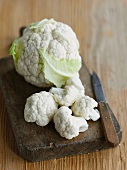 Cauliflower on a chopping board