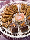 Mocha and date confectionery and sesame seed brittle with pistachios and dates