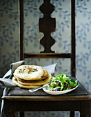 Mixed leaf salad and focaccia