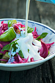 Vegetables salad with a yogurt dressing