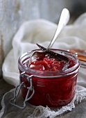 A jar of red plum jam