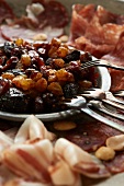 Mostarda and Charcuterie Plate with Marcona Almonds and Small Forks