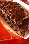 Ribs, Close Up, with Barbecue Sauce