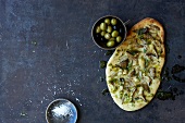 Focaccia with king trumpet mushrooms and thyme