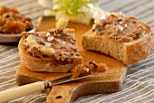 Bread topped with liver pate and chutney