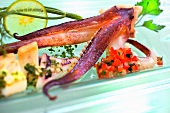 Cooked squid with Mediterranean vegetables