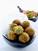 Falafel (chickpea dumplings from North Africa)