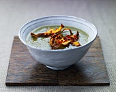 Creamy soup with vegetable chips