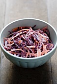 Coleslaw made with red cabbage, carrots and mustard mayonnaise