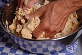 Gnocchi dough being kneaded