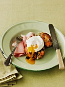 Bubble and squeak with ham and a fried egg