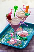 Decorated strawberry shakes (children's drink)