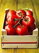 Fresh vine tomatoes in a crate