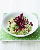 Pea risotto with radicchio