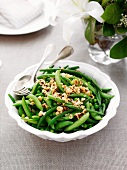 Pea and bean salad and hazelnuts