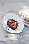 Veal liver in a red wine and grape sauce