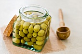 Marinated green olives