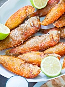 Grilled red mullet with limes