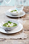Parsley soup with cod