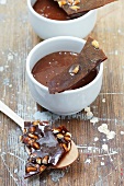 Chocolate soup with nougatine