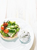 Vegetable tart with cheese-herb sorbet