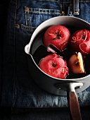 Apples in red wine with cinnamon