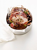 Stuffed turkey breast with goose liver and figs