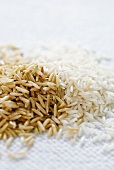 Brown and white basmati rice