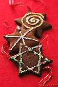 Chocolate Christmas biscuits as decorations