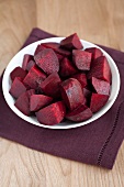 A plate of sliced beetroot