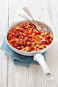 Tagliatelle anatriciana (pancetta, garlic, chilli and tomatoes)