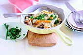 Fried white cabbage with cumin and soft cheese