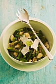 Orecchiette primavera (pasta green asparagus and fava beans)