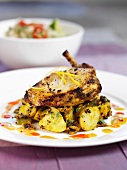 Chicken Nimbu on potatoes (India)