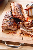 Grilled spare ribs with BBQ sauce