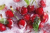 Frozen cherries (close up)