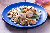 Cod with dried apricots and almonds (Morocco)