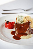 Beef fillet with gravy and side dishes