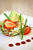 Rice salad with strawberries and avocado