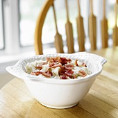 Mashed Potatoes with Bacon in a Serving Bowl
