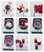 Strawberry jam being prepared